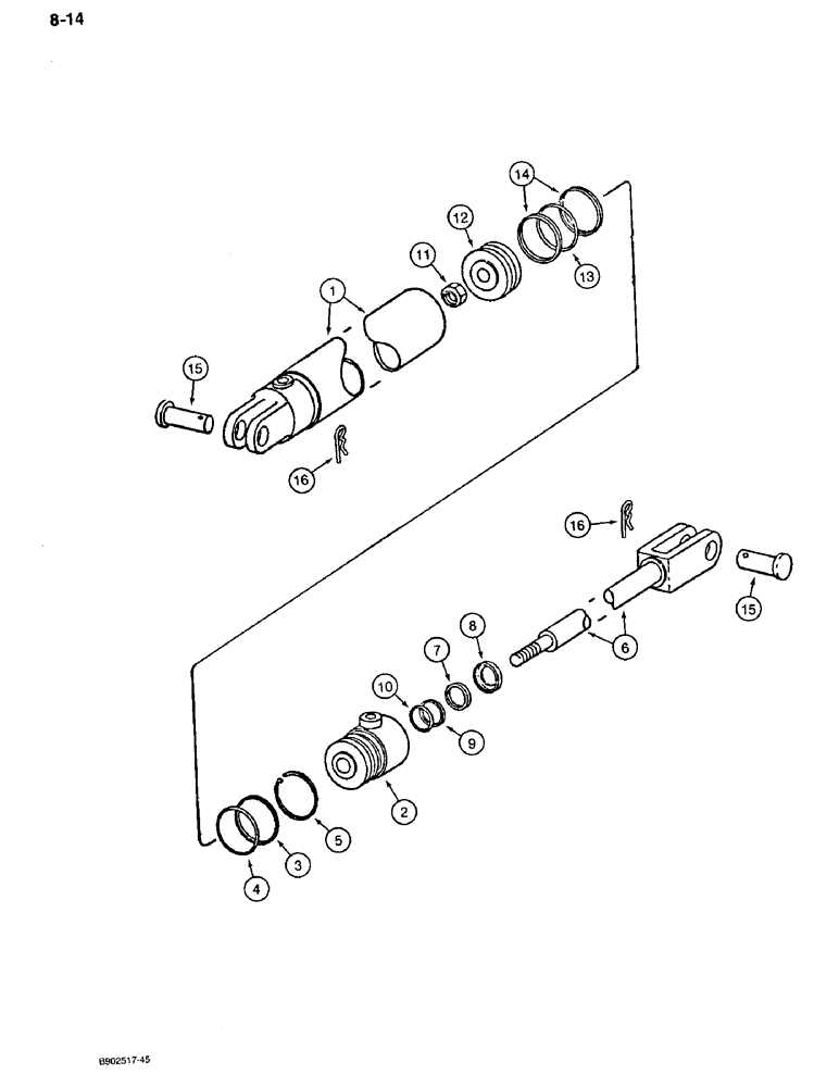 Схема запчастей Case IH 560 - (8-014) - ENDGATE LIFT CYLINDER, 546719R91, WELDED DOUBLE ACTING, 3-1/2 ID X 8 INCH STROKE (08) - HYDRAULICS