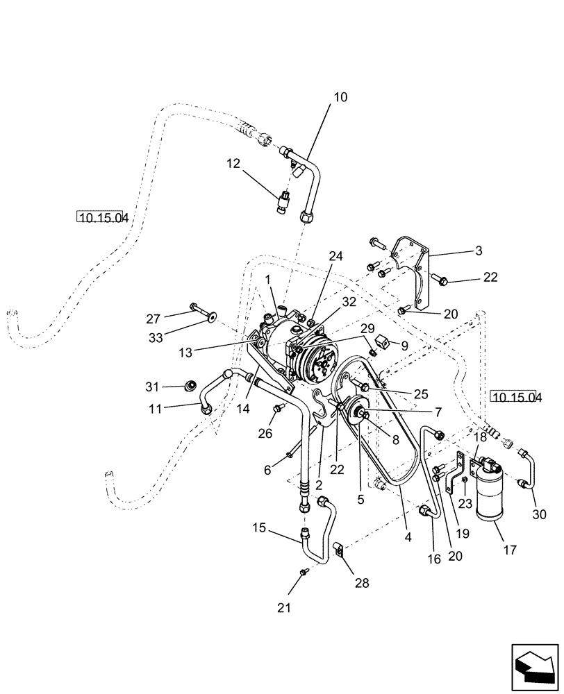 Схема запчастей Case IH DX60 - (10.16) - COMPRESSOR MOUNT (10) - OPERATORS PLATFORM/CAB