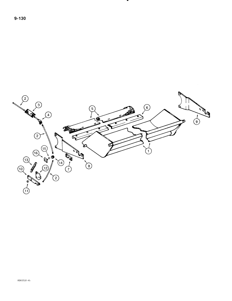 Схема запчастей Case IH 540 - (9-130) - SLURRY PAN AND CONTROL (09) - CHASSIS/ATTACHMENTS