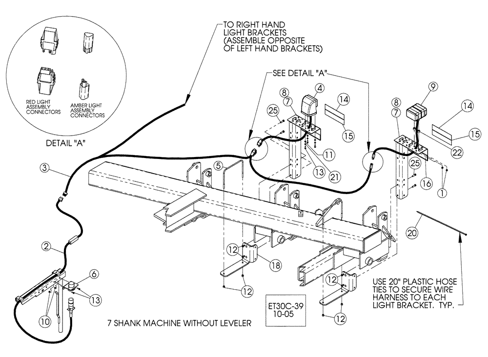 Схема запчастей Case IH 530C - (55.404.03) - WARNING AND TAILLIGHT KIT 7 SHANK WITHOUT LEVELER (04) - ELECTRICAL SYSTEMS