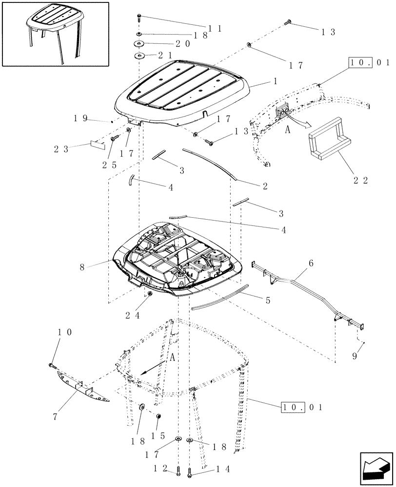 Схема запчастей Case IH WD2303 - (10.02) - CAB ROOF (10) - CAB