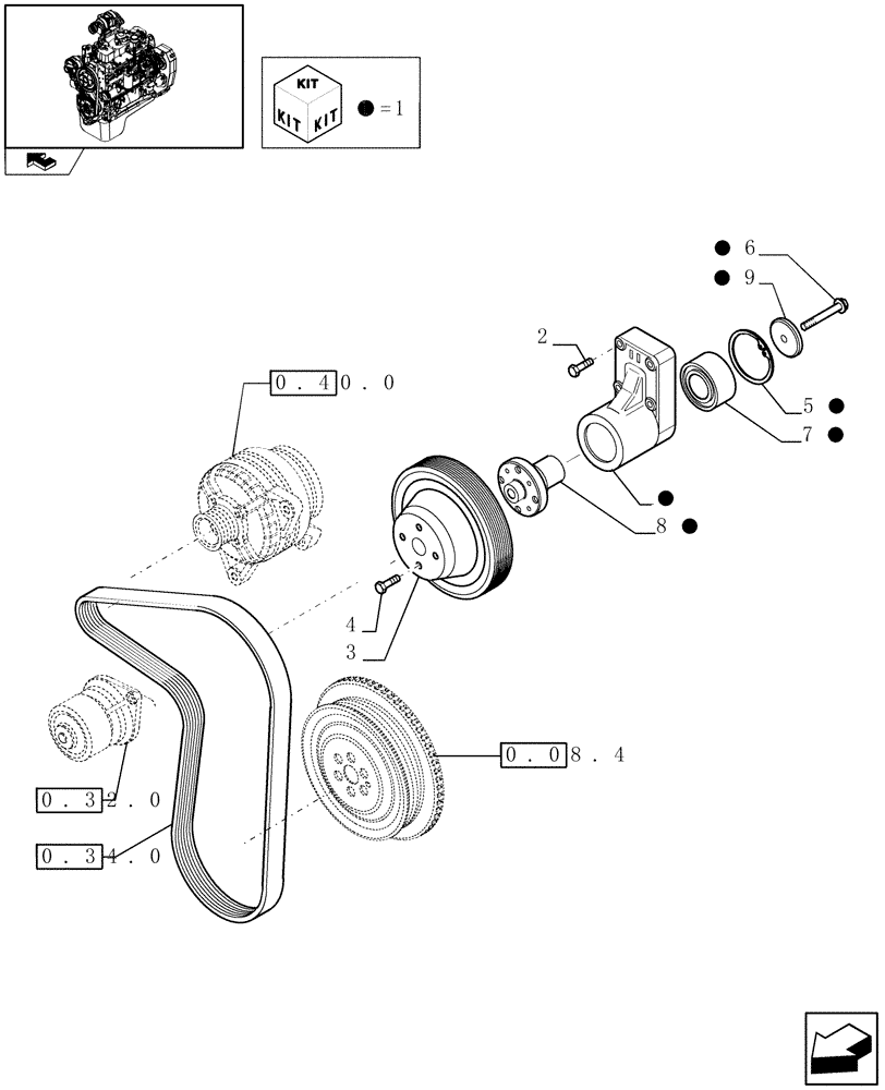 Схема запчастей Case IH F4GE9484A J601 - (0.34.5) - FAN DRIVE (504036557-504051421) 