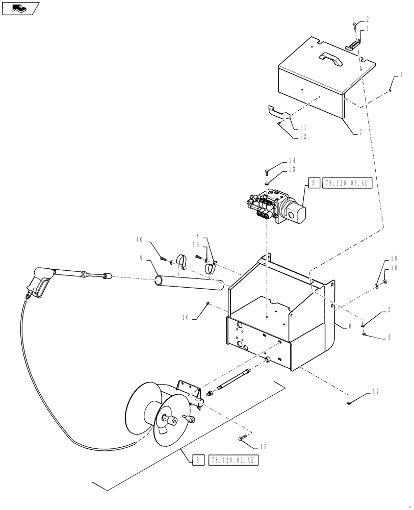 Схема запчастей Case IH 810 - (78.120.03.AD) - PRESSURE WASHER STATION (78) - SPRAYING