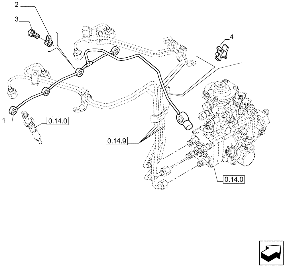 Схема запчастей Case IH P85 - (0.20.4[01]) - INJECTION EQUIPMENT - PIPING (02) - ENGINE