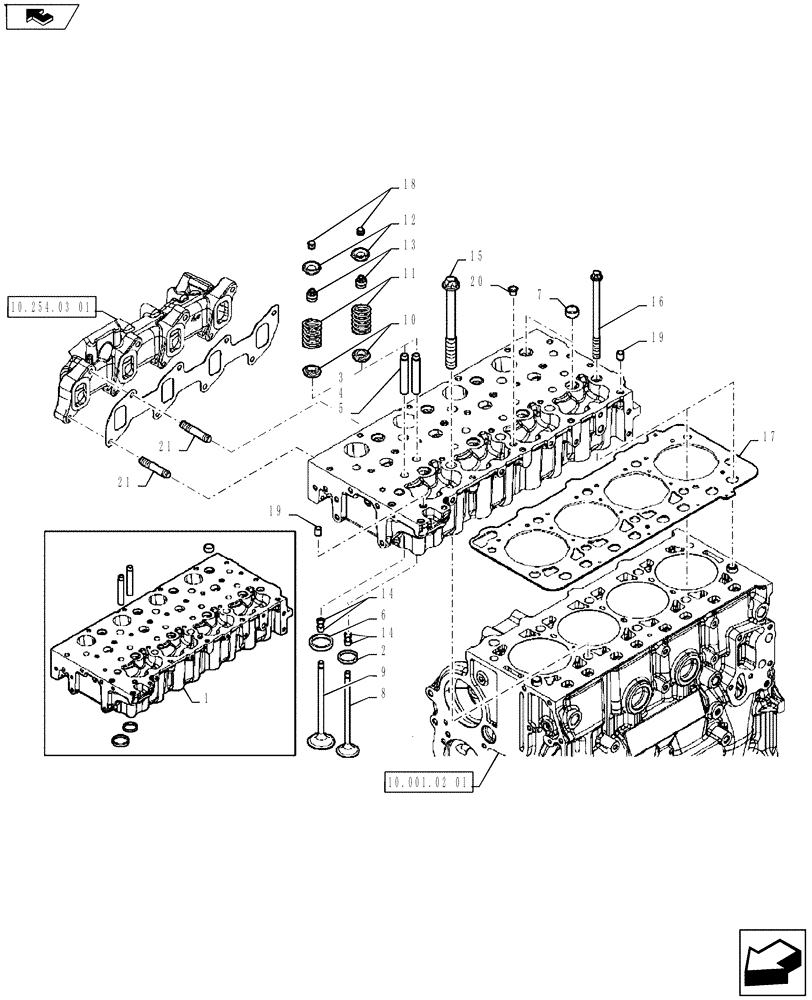 Схема запчастей Case IH FARMALL 65A - (10.101.01[01]) - CYLINDER HEAD - VALVES (10) - ENGINE