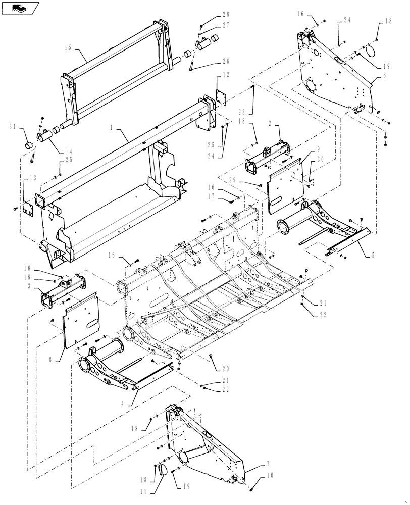 Схема запчастей Case IH 3152 - (58.130.04[04]) - FRAME ASSEMBLY, 40 FOOT HEADER (58) - ATTACHMENTS/HEADERS