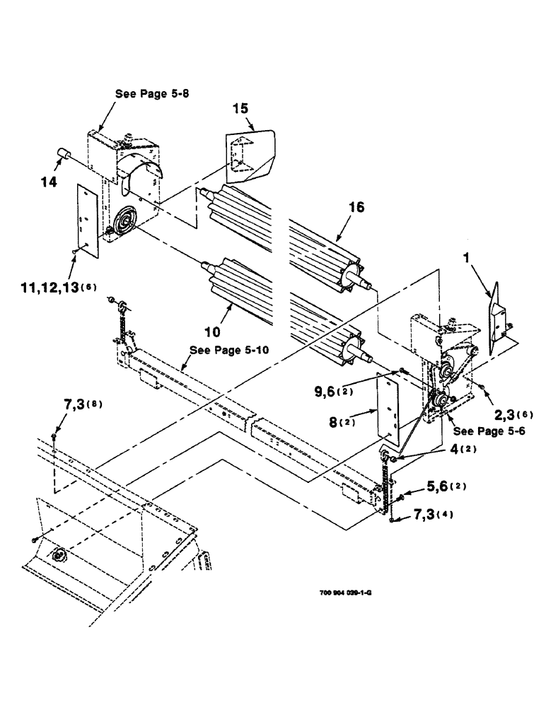 Схема запчастей Case IH 625 - (5-02) - HAY CONDITIONER ASSEMBLY (58) - ATTACHMENTS/HEADERS