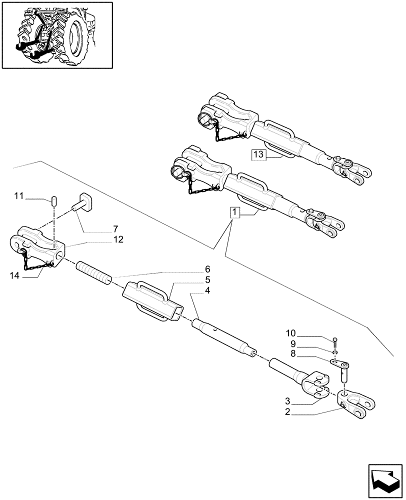 Схема запчастей Case IH MXU100 - (1.89.6/01B) - ADJUSTABLE LIFT-ROD, PARTS (09) - IMPLEMENT LIFT