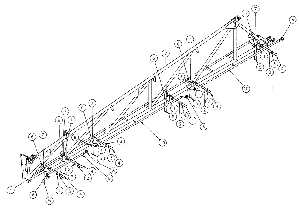 Схема запчастей Case IH SPX4410 - (09-039) - NOZZLE SPACING GROUP, 5 & 6 SECTION MID, 20" OFF CL PLBG Liquid Plumbing