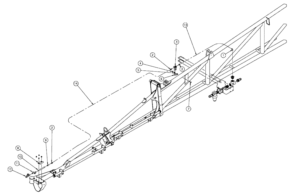 Схема запчастей Case IH SPX3200 - (11-003) - FENCE ROW NOZZLE GROUP, 80, LEFT BOOM Options