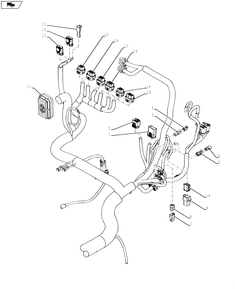 Схема запчастей Case IH MAGNUM 260 - (55.100.AC[04]) - POWERSHIFT - HARNESS, CHASSIS - BSN ZBRD09844 (55) - ELECTRICAL SYSTEMS