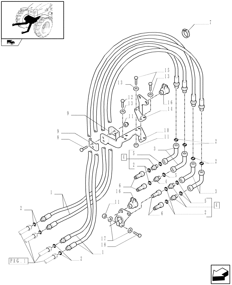 Схема запчастей Case IH PUMA 155 - (1.81.9/04[04]) - 4 HYDRAULIC FRONT COUPLERS FOR INTEGRATED FRONT HPL - D5857 (VAR.331172) (07) - HYDRAULIC SYSTEM