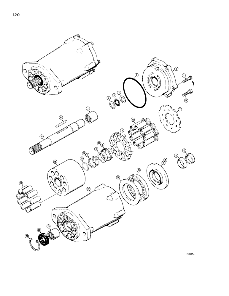 Схема запчастей Case IH 1830 - (120) - D60104 HYDROSTATIC MOTOR, CESSNA NO. 74614-DAM (35) - HYDRAULIC SYSTEMS