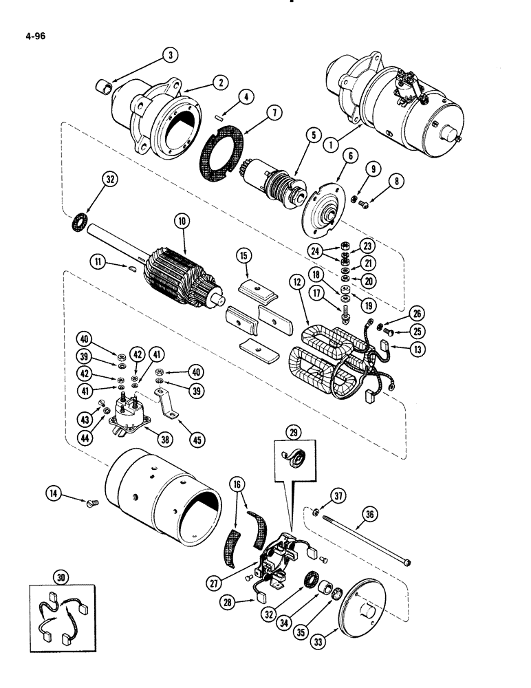 Схема запчастей Case IH 1835B - (4-096) - 148B SPARK IGNITION ENGINE, D124795 STARTER (04) - ELECTRICAL SYSTEMS