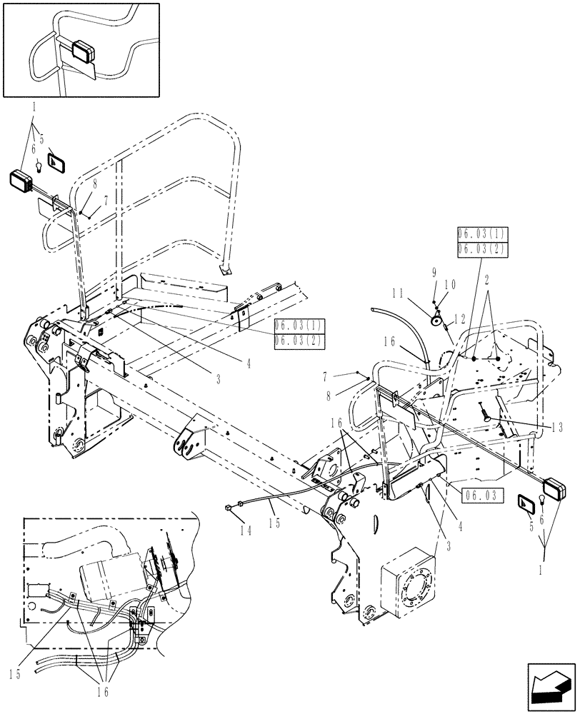 Схема запчастей Case IH WD1203 - (06.02) - ELECTRICAL, FRONT FRAME (06) - ELECTRICAL