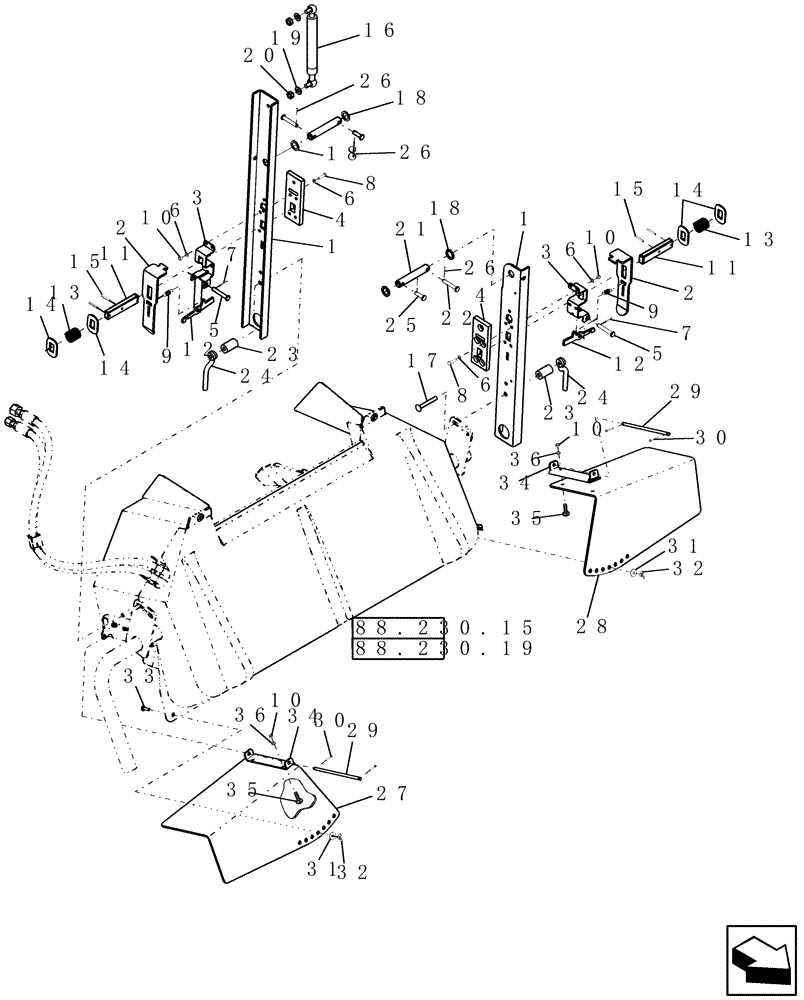 Схема запчастей Case IH 8010 - (88.230.13[02]) - STRAW SPREADER SUPPORT & DEFLECTORS (88) - ACCESSORIES