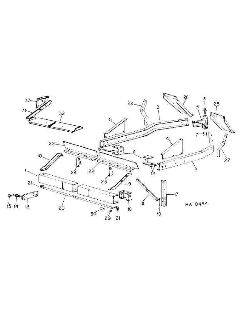 Схема запчастей Case IH 5100 - (D-02) - MAIN FRAME, FOOTBOARD AND TRACTOR HITCH 