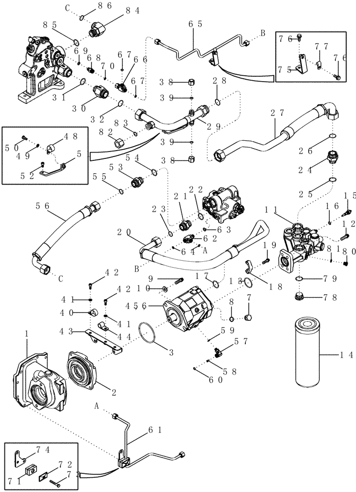 Схема запчастей Case IH MX230 - (08-04) - HYDRAULIC SYSTEM - PISTON PUMP AND FILTER, STANDARD FLOW CAPACITY (08) - HYDRAULICS