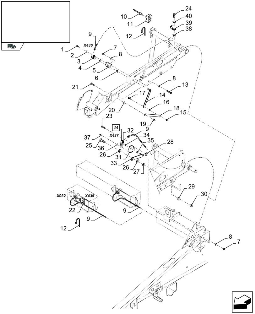 Схема запчастей Case IH 2050 - (20.03A[01]) - REEL, HORIZONTAL AND VERTICAL SENSOR (20) - HEADER