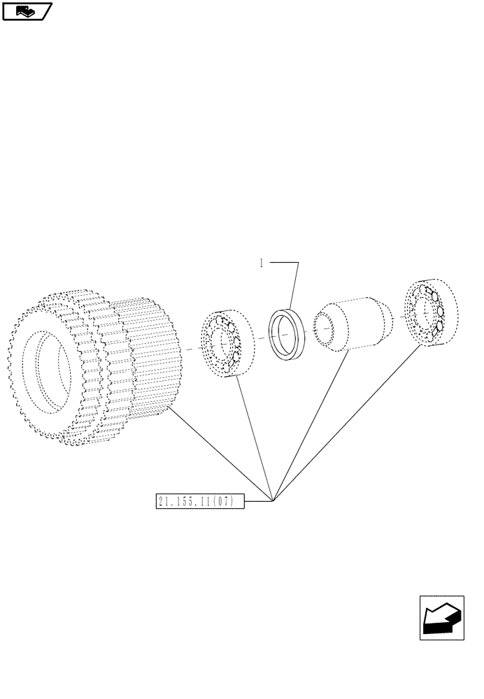 Схема запчастей Case IH MAGNUM 190 - (21.155.11[09]) - SPEED GEARS AND CLUTCHES, SHIMS, WITH POWERSHIFT TRANSMISSION (21) - TRANSMISSION