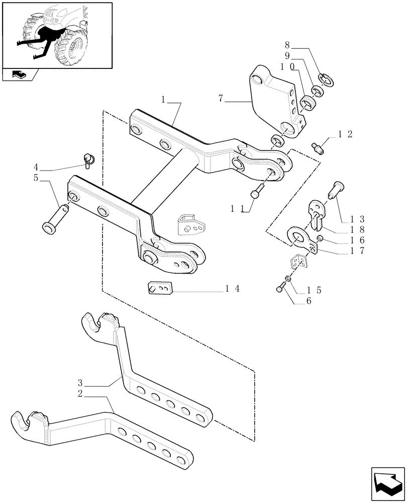 Схема запчастей Case IH FARMALL 75C - (1.81.9/02[01]) - FRONT HPL AND PTO AXLE MOUNTED WITH ELECTRONIC CONTROL - SUPPORTS AND ARMS (VAR.330848-331848-332848-333848) (07) - HYDRAULIC SYSTEM