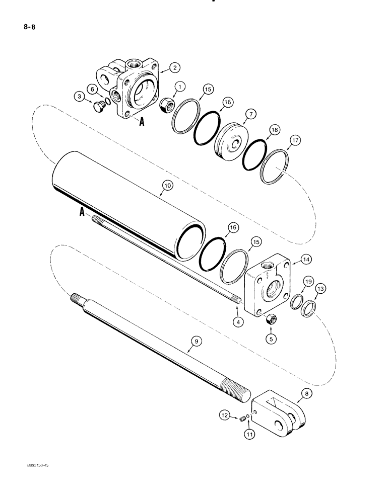 Схема запчастей Case IH 596 - (8-08) - WING FOLDING CYLINDER - 1272150C91, CYLINDER PART NUMBER IS STAMPED ON TUBE (08) - HYDRAULICS