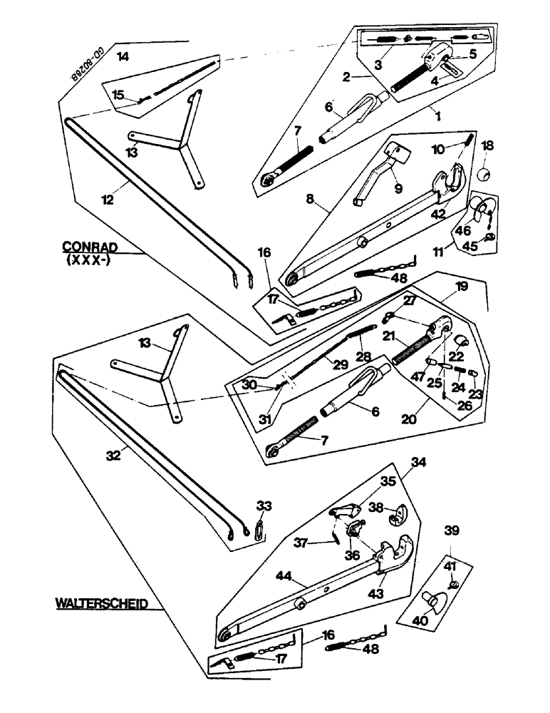 Схема запчастей Case IH 744 - (2F0006) - UPPER AND LOWER LINK WITH QUICK COUPLER (07) - HYDRAULICS