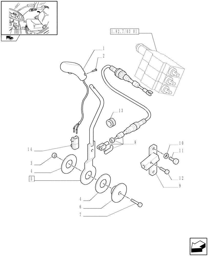 Схема запчастей Case IH FARMALL 85N - (1.92.82/02[02]) - THREE REMOTE VALVES & FLOW-RATE REGULATOR FOR MDC - CONTROL LEVER (VAR.330390 / 743525; VAR.330391 / 743526) (10) - OPERATORS PLATFORM/CAB