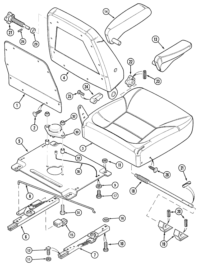 Схема запчастей Case IH 5130 - (9-136) - SEAT, CLOTH CLASS 3 AND 4, DELUXE FOR TRACTORS WITH CAB (09) - CHASSIS/ATTACHMENTS