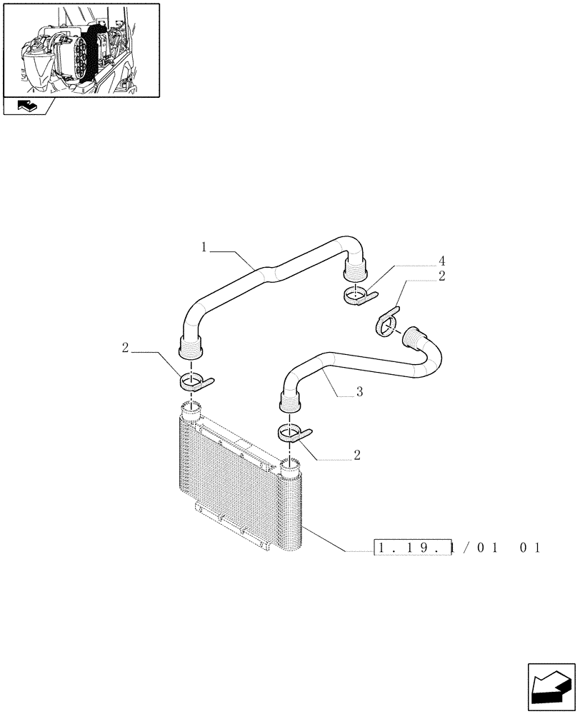 Схема запчастей Case IH FARMALL 95N - (1.19.1/01[02]) - INTERCOOLER HOSES (02) - ENGINE EQUIPMENT