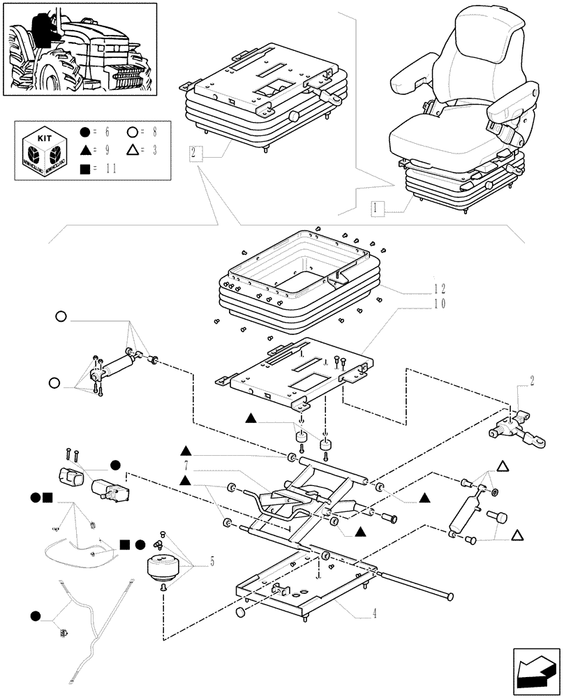 Схема запчастей Case IH MXM120 - (1.93.3/ G[03]) - (VAR.964) DELUXE AIR SEAT WITH REELING SEAT BELT AND HEATED CUSHION - BREAKDOWN (10) - OPERATORS PLATFORM/CAB