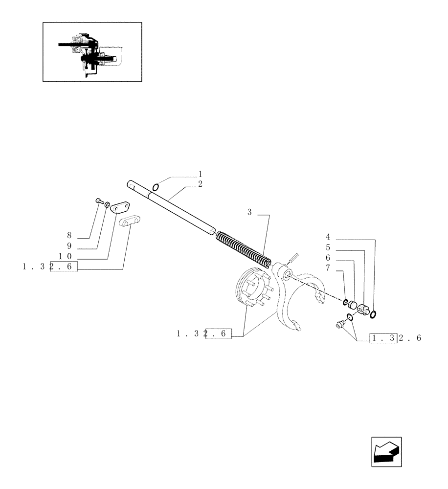 Схема запчастей Case IH JX90U - (1.32.6/01) - (VAR.007) NASO - POWER TAKEOFF - ROD AND FORKS (03) - TRANSMISSION