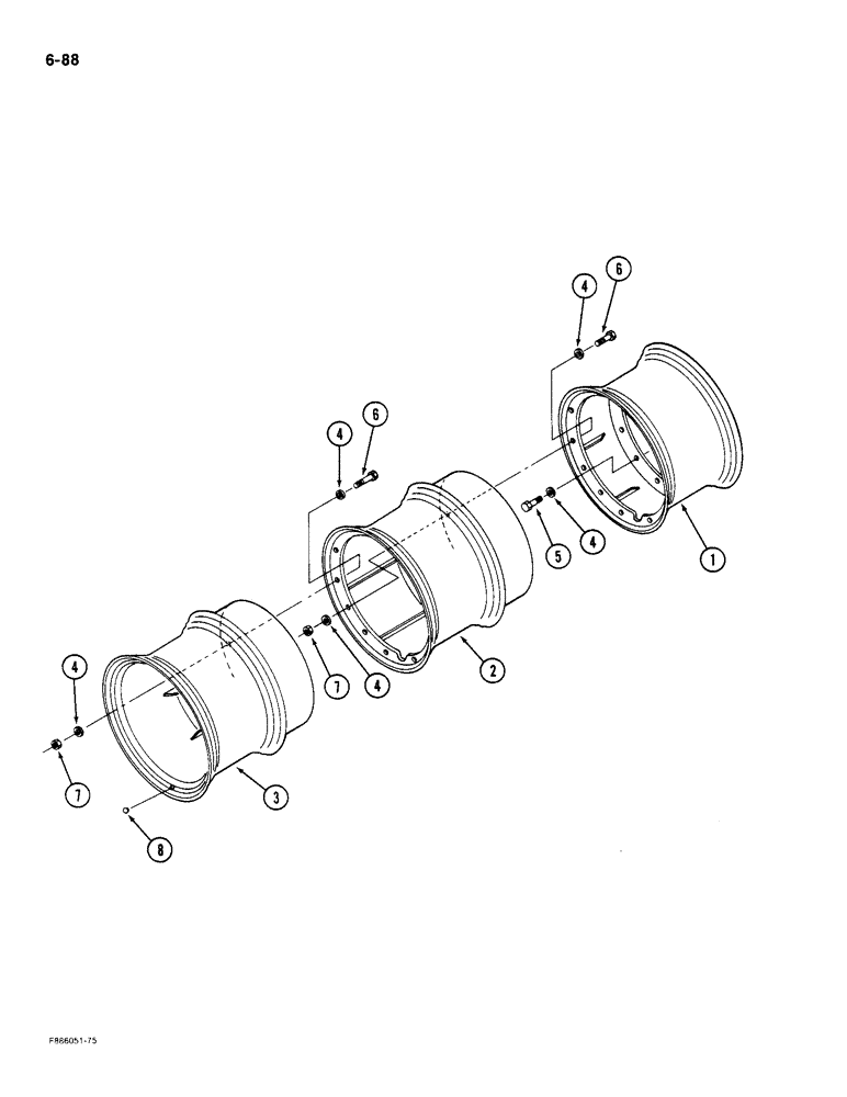 Схема запчастей Case IH 9180 - (6-88) - WHEELS HUB BOLTED TRIPLES K598.60/70 AXLE (06) - POWER TRAIN