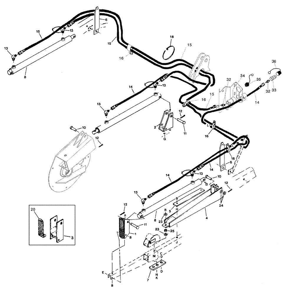 Схема запчастей Case IH 1042 - (09-18) - HYDRAULIC CIRCUIT REEL FORE/AFT - 36.0 FOOT HEADER 