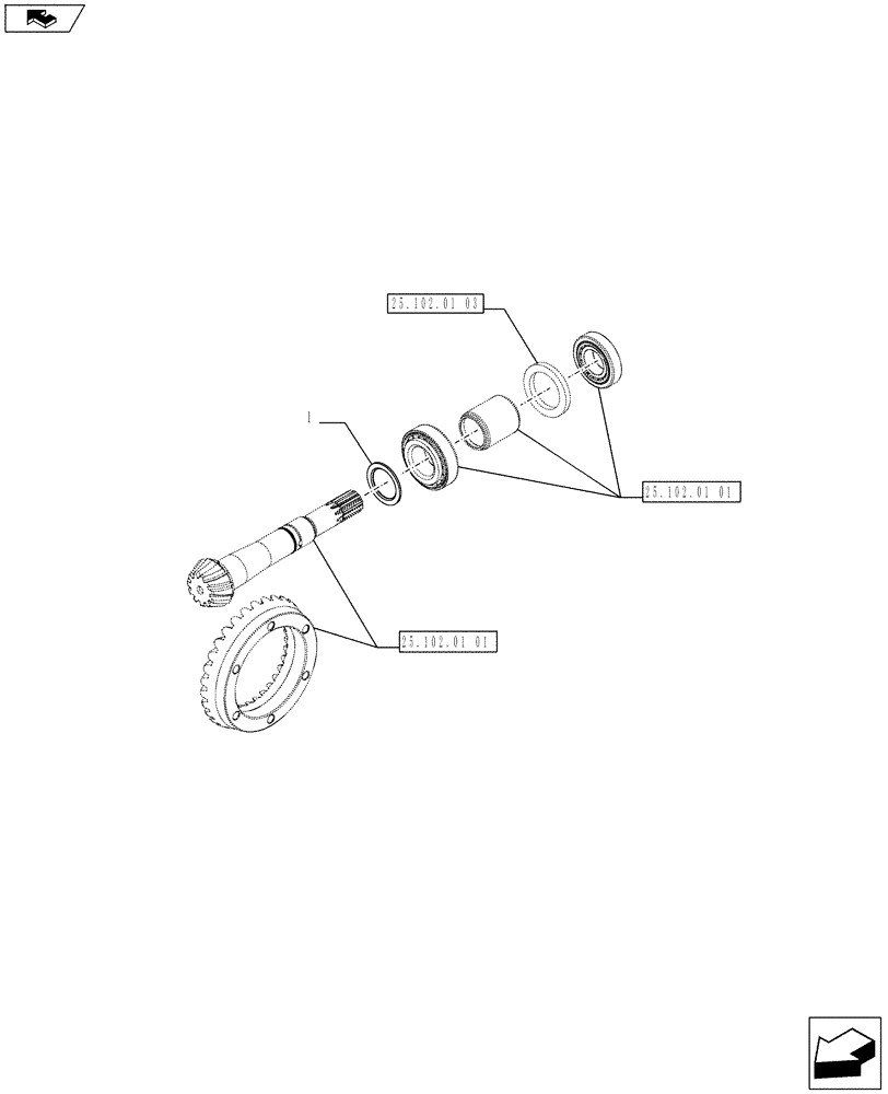 Схема запчастей Case IH FARMALL 65C - (25.102.01[02]) - 4WD FRONT AXLE - SHIMS (25) - FRONT AXLE SYSTEM