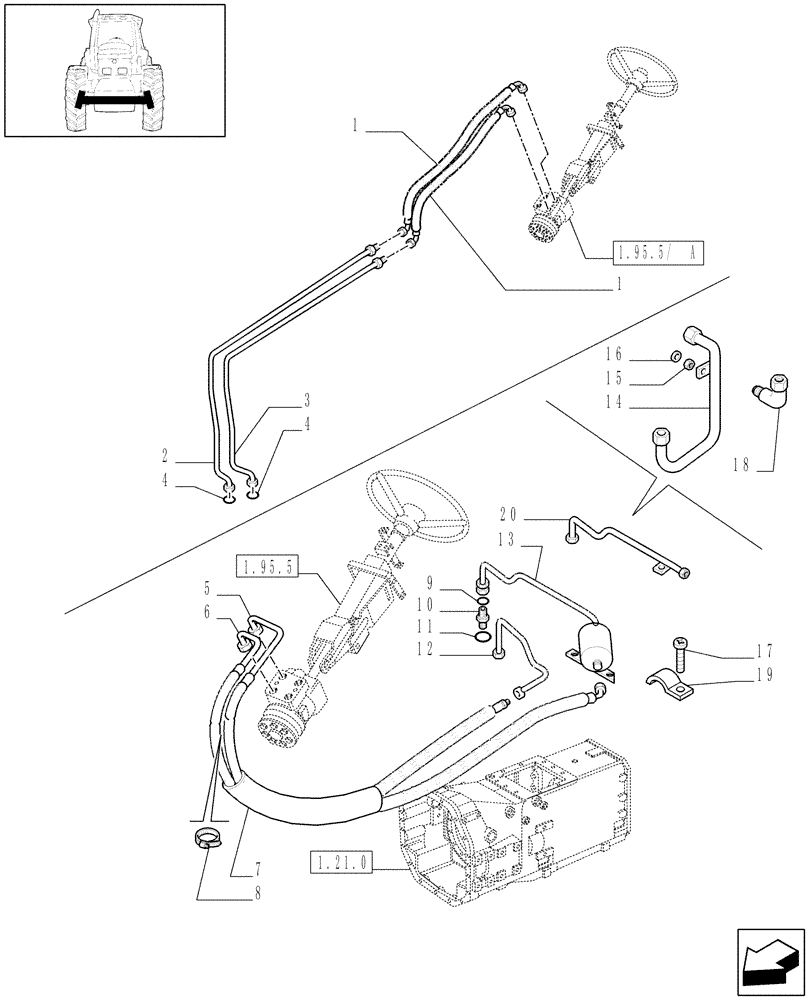 Схема запчастей Case IH MXM140 - (1.42.0[01]) - POWER STEERING HYDRAULIC CONTROL (04) - FRONT AXLE & STEERING