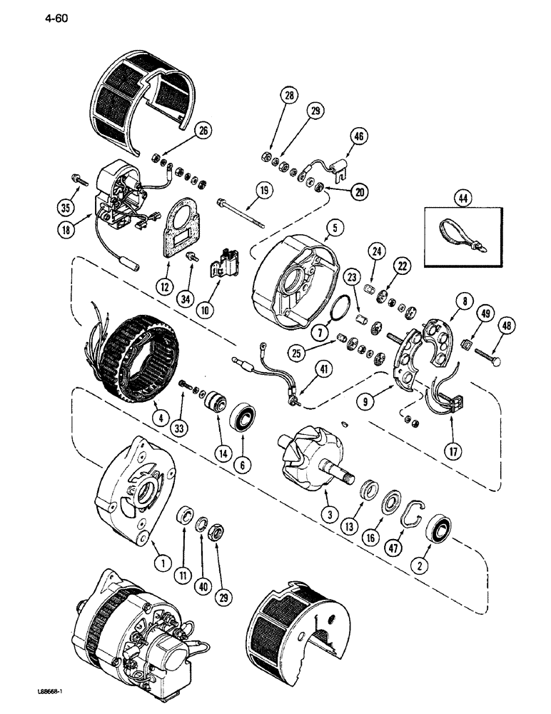 Схема запчастей Case IH 1640 - (4-60) - ALTERNATOR GENERATOR, 90 AMPERE MOTOROLA (06) - ELECTRICAL