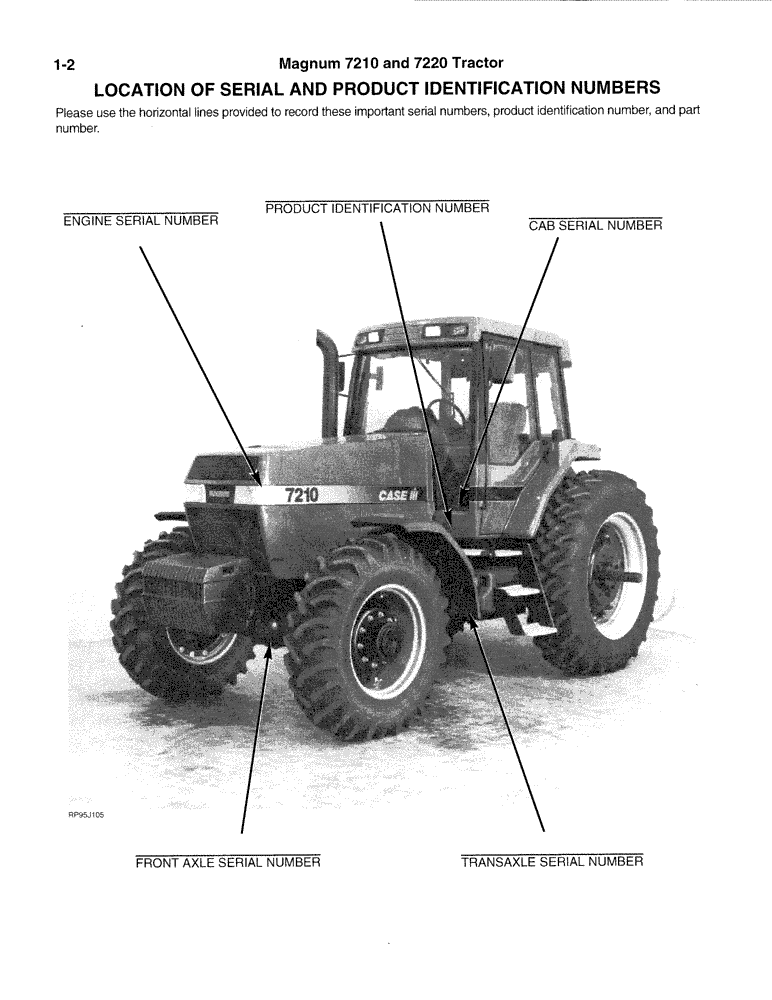 Схема запчастей Case IH 7210 - (1-002) - LOCATION OF SERIAL AND PRODUCT IDENTIFICATION NUMBERS (00) - PICTORIAL INDEX