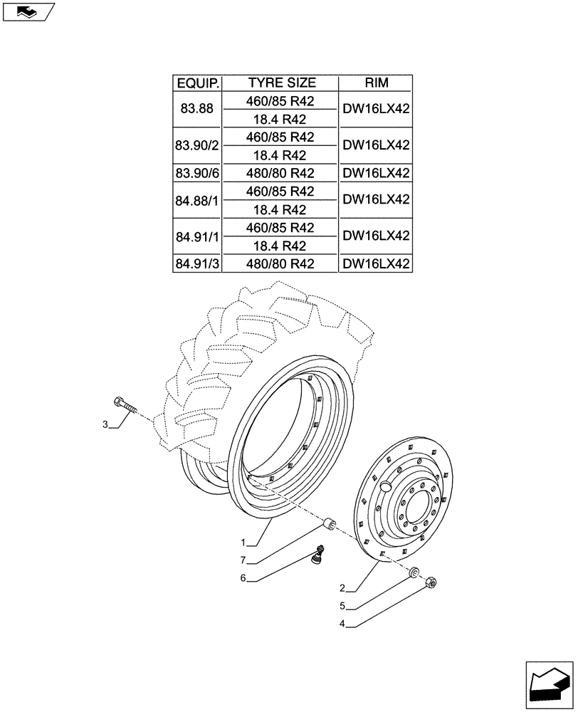 Схема запчастей Case IH PUMA 170 - (44.520.01[09]) - REAR WHEELS (44) - WHEELS