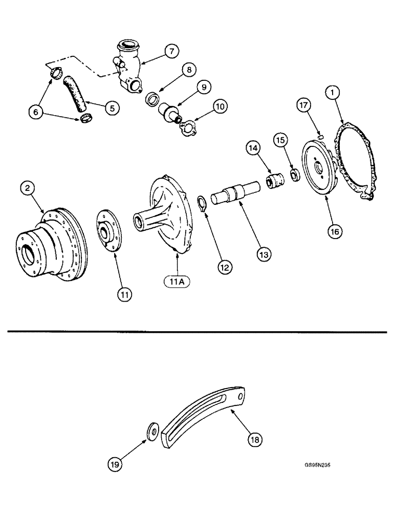 Схема запчастей Case IH D-312 - (9A-46) - THERMOSTAT AND WATER PUMP / ALTERNATOR-GENERATOR MOUNTING 