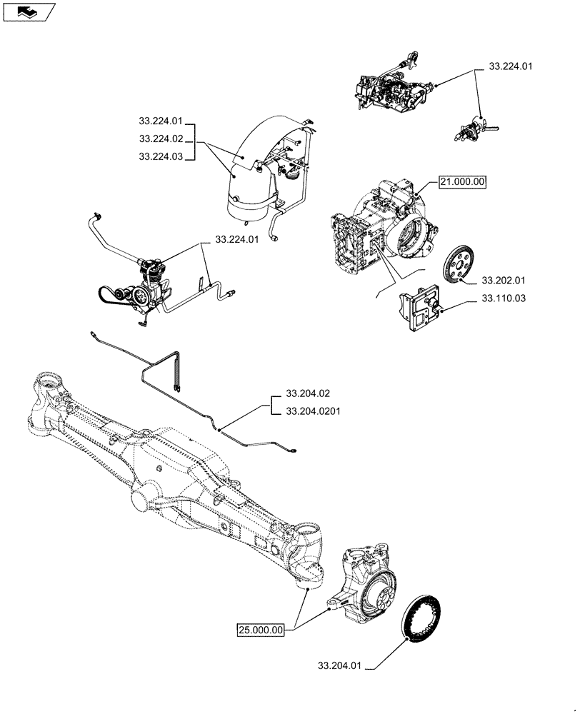 Схема запчастей Case IH PUMA 230 - (33.000.00[02]) - PICTORIAL INDEX - BRAKES & CONTROLS (33) - BRAKES & CONTROLS