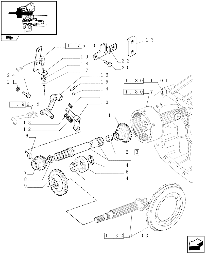 Схема запчастей Case IH PUMA 140 - (1.80.7/02) - POWER TAKE-OFF WITH GROUND SPEED - PTO SHAFT AND LEVERS (VAR.332802-333802) (07) - HYDRAULIC SYSTEM