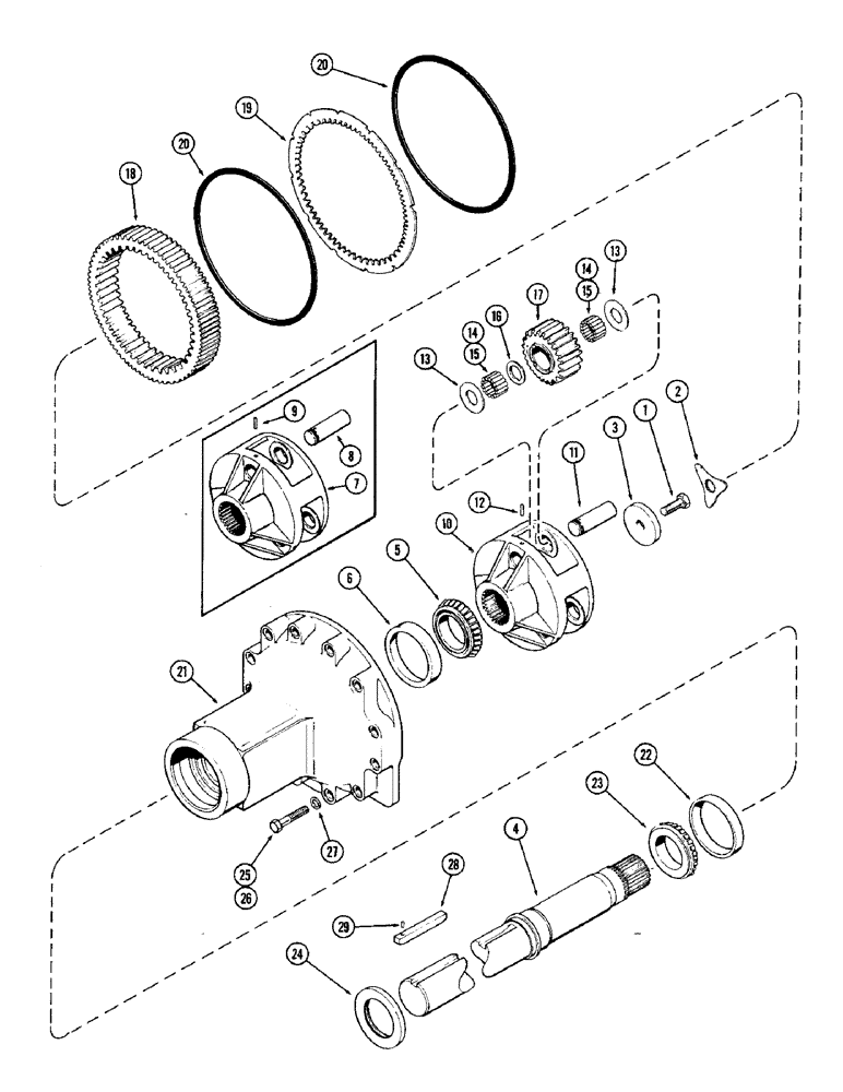 Схема запчастей Case IH 1370 - (214) - REAR AXLE HOUSING AND PLANET GEARS, 3-7/8" DIAMETER AXLE SHAFT, USED PRIOR TO TRANS. S/N 10032467 (06) - POWER TRAIN