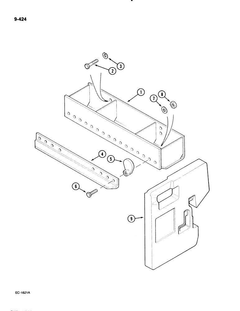 Схема запчастей Case IH 885 - (9-424) - FRONT END WEIGHTS AND BRACKET (09) - CHASSIS/ATTACHMENTS