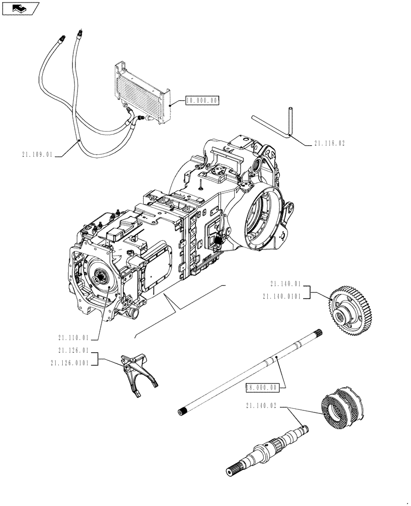 Схема запчастей Case IH PUMA 200 - (21.000.00[02]) - PICTORIAL INDEX - TRANSMISSION (21) - TRANSMISSION