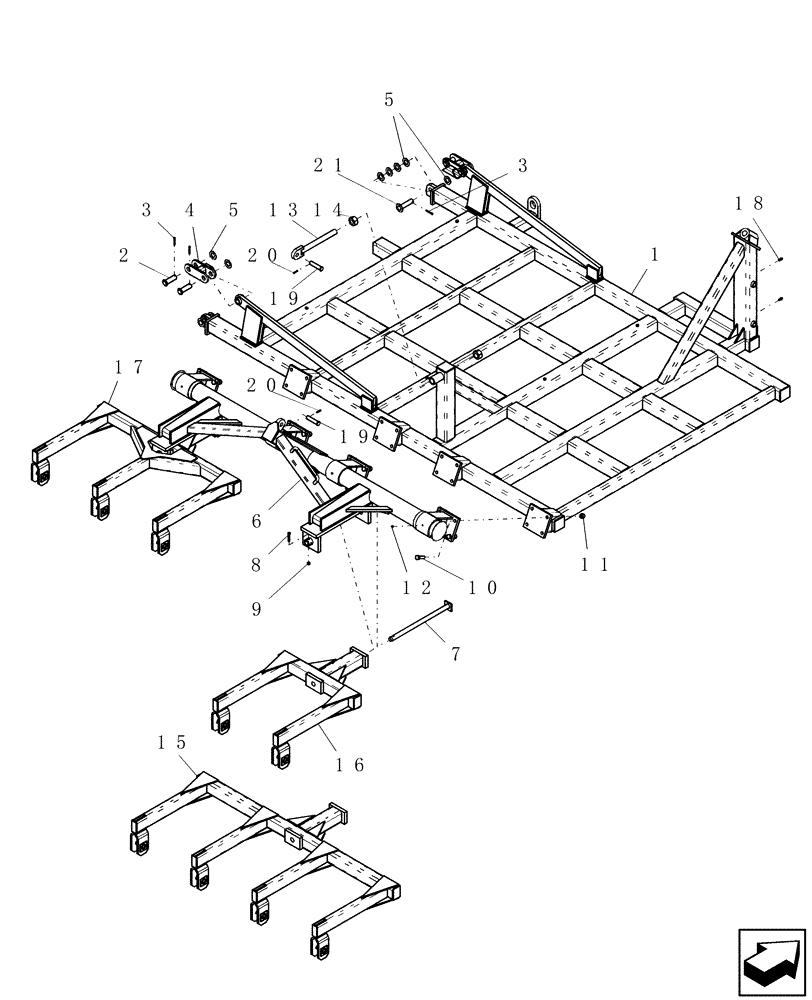 Схема запчастей Case IH ATX - (09-34) - WING FRAMES WITH ROCKSHAFTS & WHEEL GANGS, 3612, 4012, DRILLS, 4 RANK, 3 PLEX (09) - CHASSIS