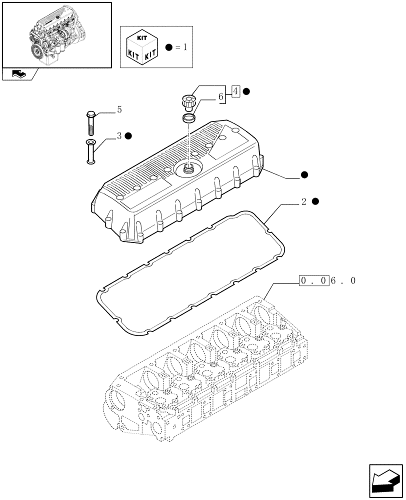 Схема запчастей Case IH F3AE0684S E908 - (0.06.3) - HEAD COVER (504033727) 