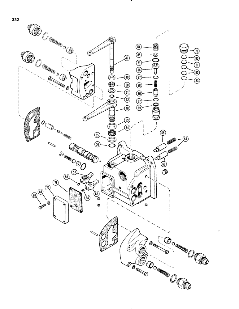 Схема запчастей Case IH 1270 - (332) - A141383 REMOTE HYDRAULIC VALVE, RIGHT HAND, WITH RELIEF VALVE (08) - HYDRAULICS