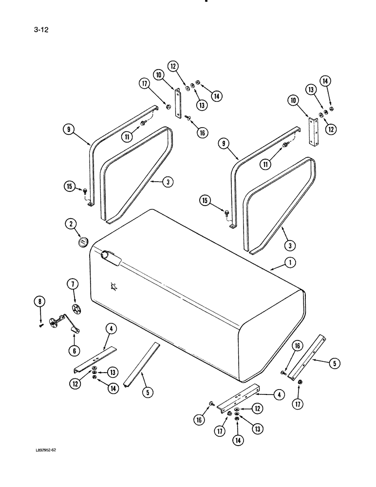 Схема запчастей Case IH 1670 - (3-12) - FUEL TANK AND SUPPORTS (02) - FUEL SYSTEM