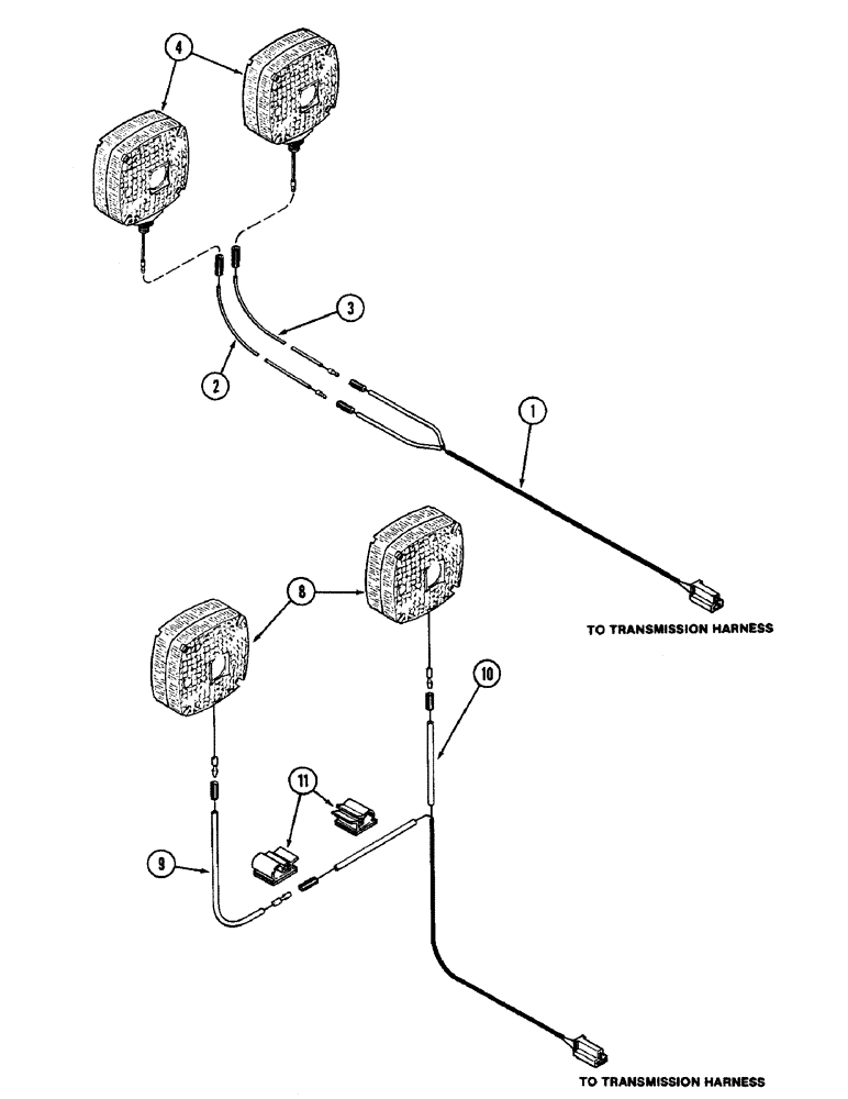 Схема запчастей Case IH 2096 - (4-064) - PLATFORM LAMP WIRING, TRACTOR WITHOUT CAB (04) - ELECTRICAL SYSTEMS